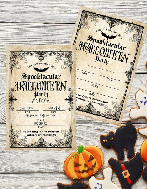 Load image into Gallery viewer, Bltgh Vintage Halloween Party Invitations 20pcs 4x6in Orange Black Envelopes
