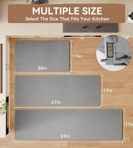 YDKGL Kitchen Rug Mat Non Slip Washable Gray Braided 17x47
