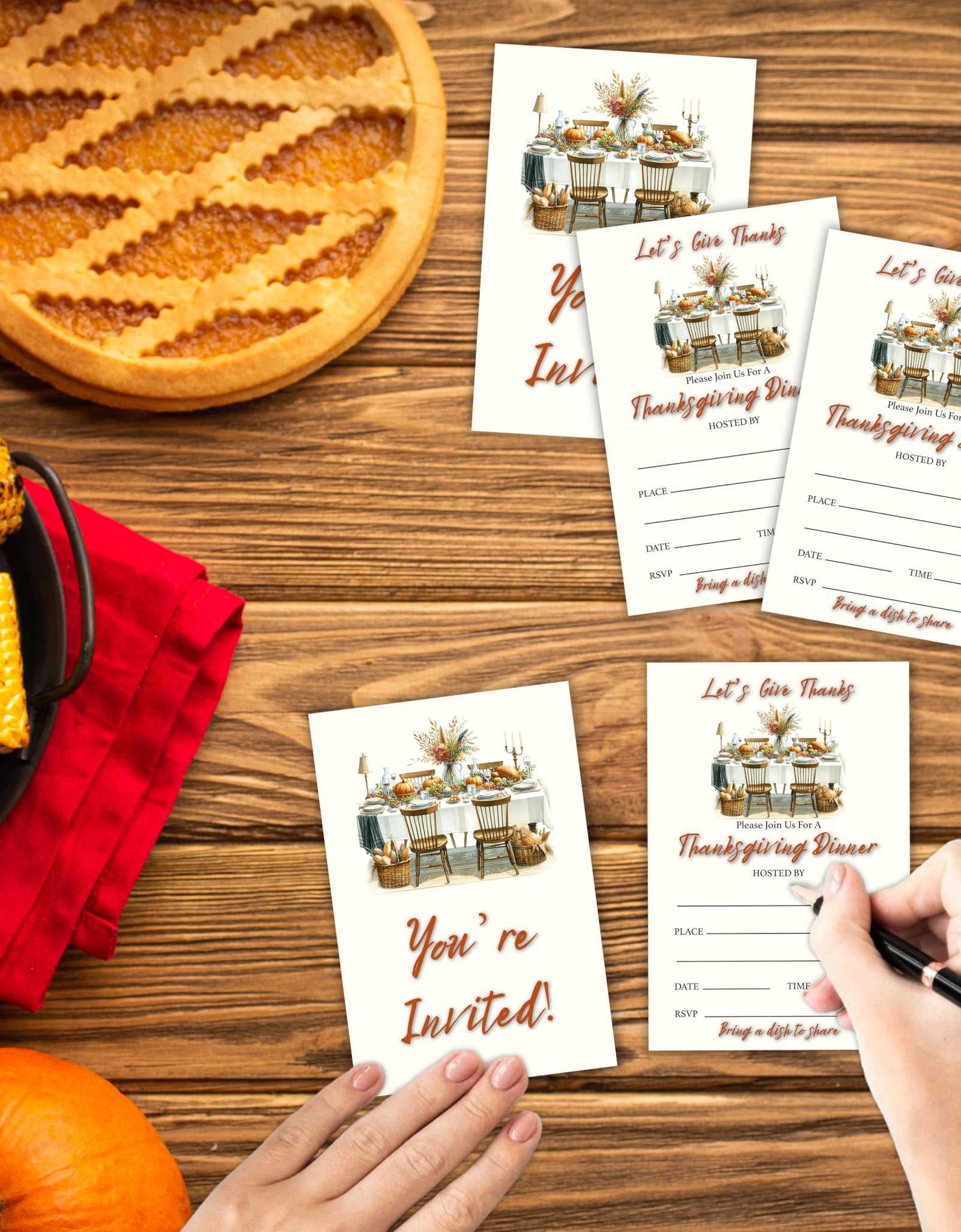 Yhtmbf 20 Thanksgiving Party Invitations with Envelopes 4x6 Let's Give Thanks