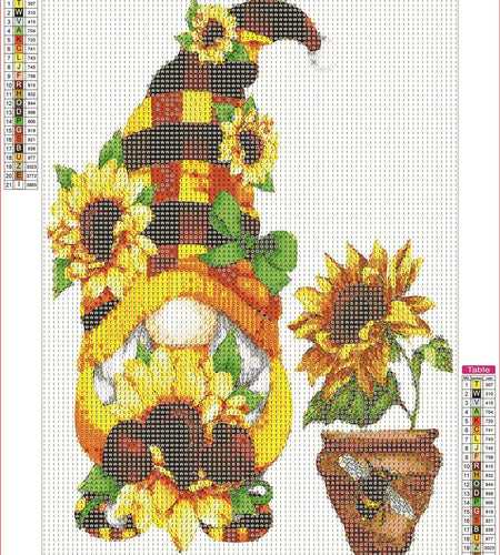 AllWenTo 5D Diamond Painting Kit Sunflower Anime Gnome 12x16 Inch