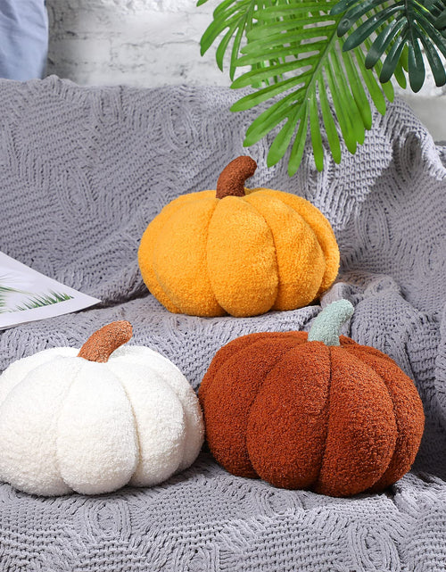 Load image into Gallery viewer, Queekay 2 Pcs Pumpkin Pillow Plush 11x9.5 Inch Fall Decor Ginger Cotton

