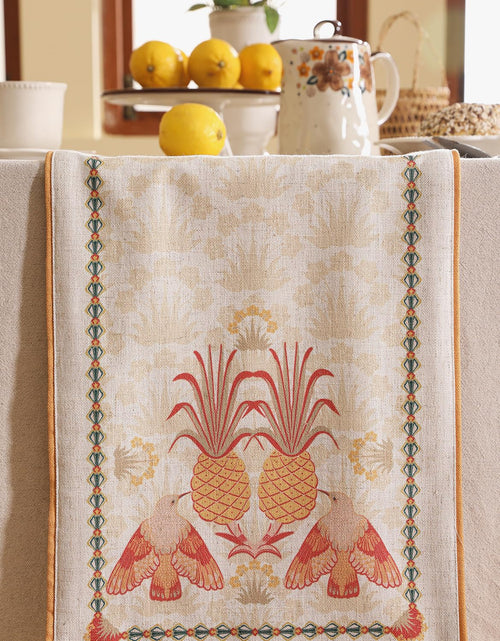 Load image into Gallery viewer, patdrea Tropical Linen Table Runner 12x102in Yellow Pineapple Floral Modern
