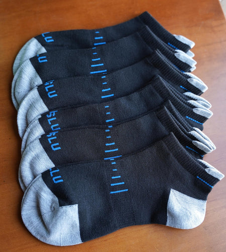 ASLU Athletic Compression Cushioned Ankle Socks Black 6 Pairs Size 6-9
