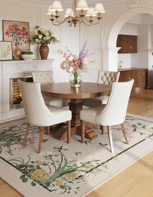 Load image into Gallery viewer, Vowkten 5x7 Chinoiserie Floral Vintage Washable Rug Non Slip Beige
