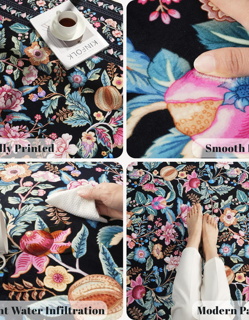 Load image into Gallery viewer, Vowkten Kitchen Runner Rug 2'x6' Non Slip Washable Black Vintage Polyester
