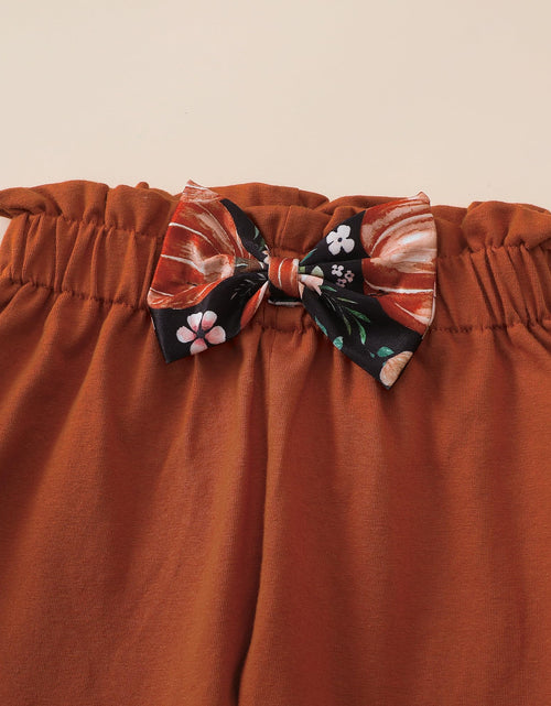 Load image into Gallery viewer, Kislio Toddler Girls Pumpkin Ghost Shirt Ruffle Pants Set 3PCS orange 12-18M
