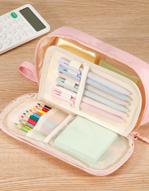 Load image into Gallery viewer, Zzrywuty Large Zipper Pen Case Pencil Pouch for Office Travel Black
