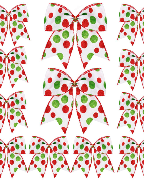Load image into Gallery viewer, Hiagkmet 12 pcs Red Green Christmas Bows Ornaments 6 Inch Holiday Decor
