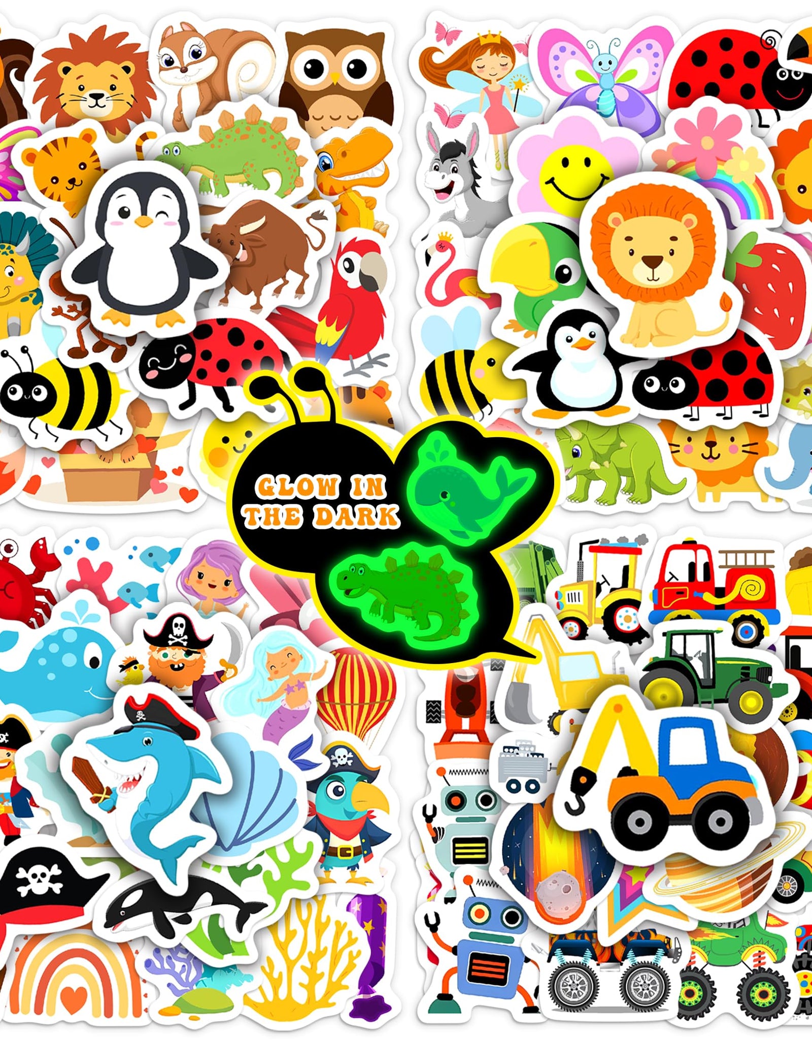 Bolcguri Cartoon Water Bottle Stickers 100 pcs Waterproof Vinyl Decals Colorful