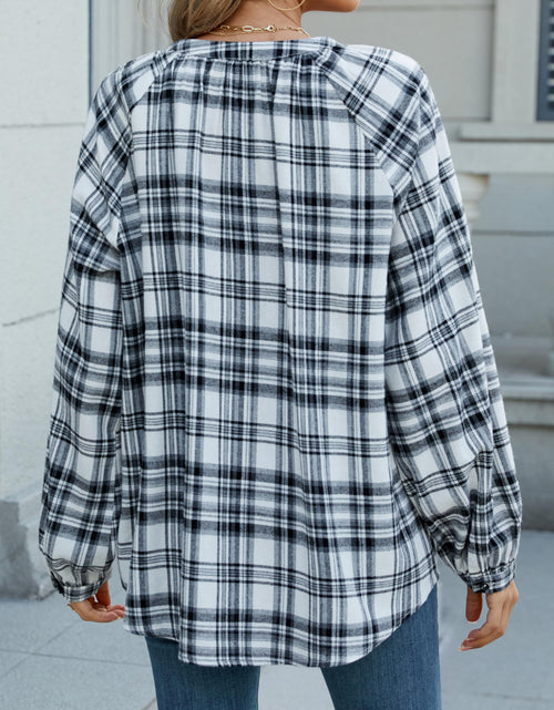 Load image into Gallery viewer, INFITTY Women's Long Sleeve Plaid Flannel Shirt Jacket White Size S
