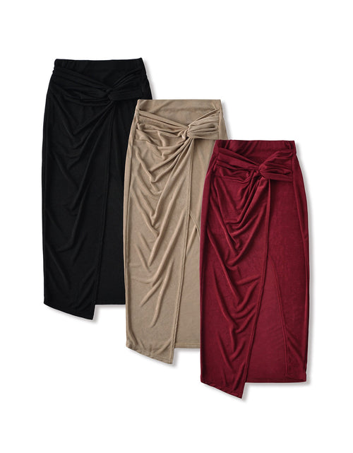 Load image into Gallery viewer, High waisted leg revealing split skirt long skirt
