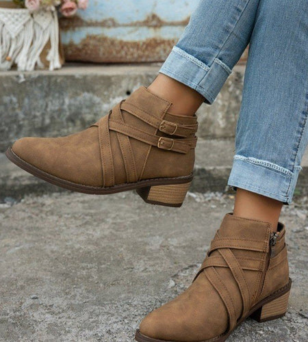Women’s Retro High-Heel Ankle Boots – Chic Suede Single Boots