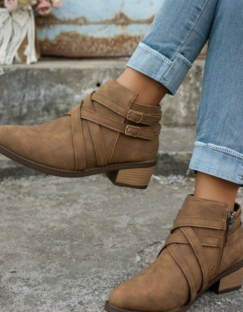 Load image into Gallery viewer, Women’s Retro High-Heel Ankle Boots – Chic Suede Single Boots
