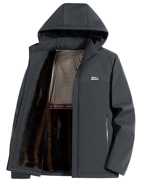 Load image into Gallery viewer, Men's mink fur autumn and winter middle-aged and elderly dad outfit with thick fleece, middle-aged casual business cotton jacket

