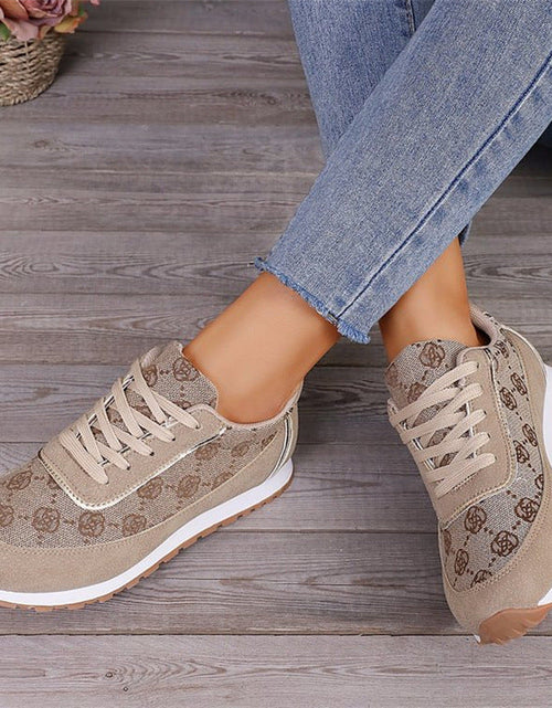 Load image into Gallery viewer, Floral Print Lace-Up Sneakers – Comfortable Canvas Shoes
