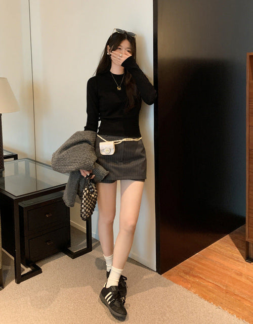 Load image into Gallery viewer, Solid Color Autumn Round Neck Long Sleeve Fitted Slimming Elegant Top
