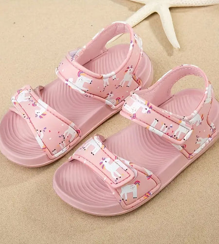 Trendy Girls Cartoon Print Non-Slip Summer Sandals