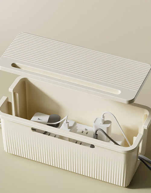 Load image into Gallery viewer, Desktop Plug Socket &amp; Cable Organizer – Black/White Storage Box for Charging/Data Cables
