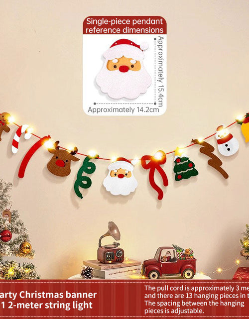Load image into Gallery viewer, Handmade Pull String Flag Banner, LED String Lights, Christmas Holiday Background Decor
