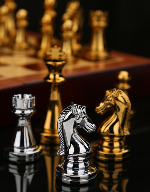 Load image into Gallery viewer, International Chess High end Gift Box Metal Chess Pieces Wooden Chess Board Western Chess
