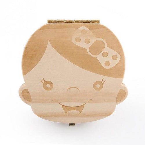 Load image into Gallery viewer, Lovely Girl /Boy Image Wooden Baby Milk Teeth Box Baby Souvenirs Fetal Hair Tooth Collection Save Box Recording Baby Growth
