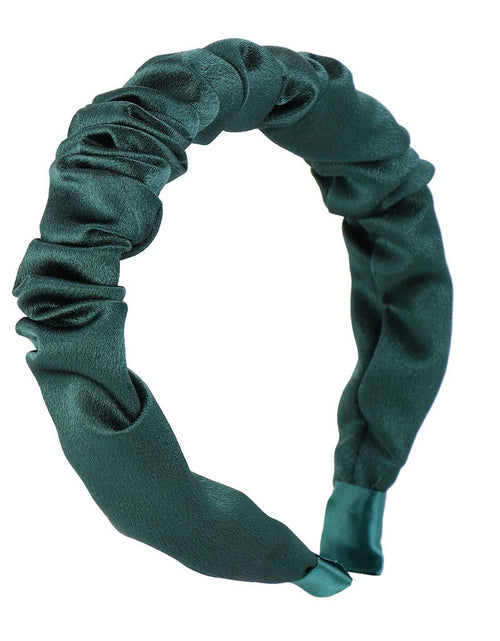 Load image into Gallery viewer, Multi color retro solid satin pleated hair compression headband
