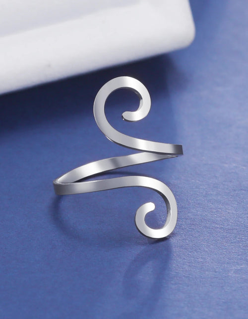 Load image into Gallery viewer, Stainless Steel Large Spiral Ring Women Gold Color Adjustable Finger Rings Minimalist Jewelry Valentine Gift New In

