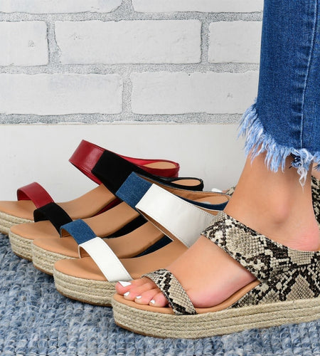 Wedge Heel Slippers Casual Sandals Hemp High Wedge Heel Shoes
