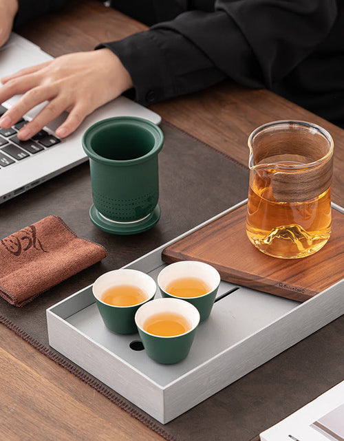 Load image into Gallery viewer, Portable Storage Travel Tea Set Small Set Simple Kung Fu Tea Set Brewing Tea Cups Outdoor Portable Guanshan Quick Cup
