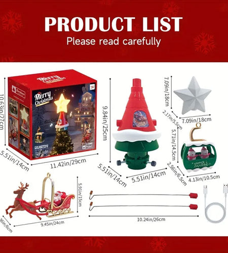 2025 Christmas Train & Tree Decor Set - Track Train with Music, Santa Theme, Kids Gift