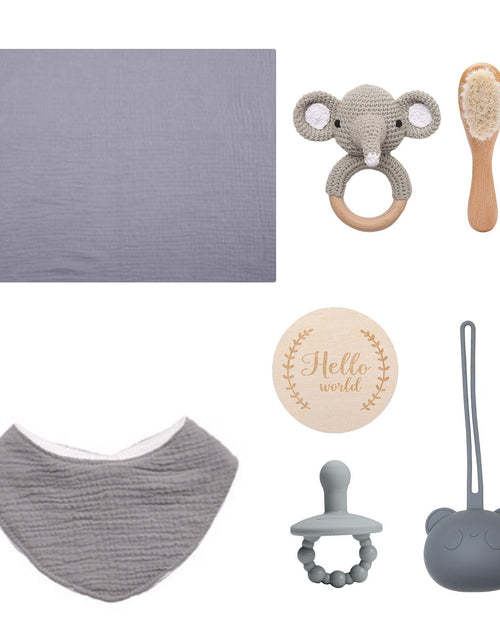 Load image into Gallery viewer, Full moon birth with hand gift, bath towel, wool brush, baby shower mouth, water towel, pacifier set
