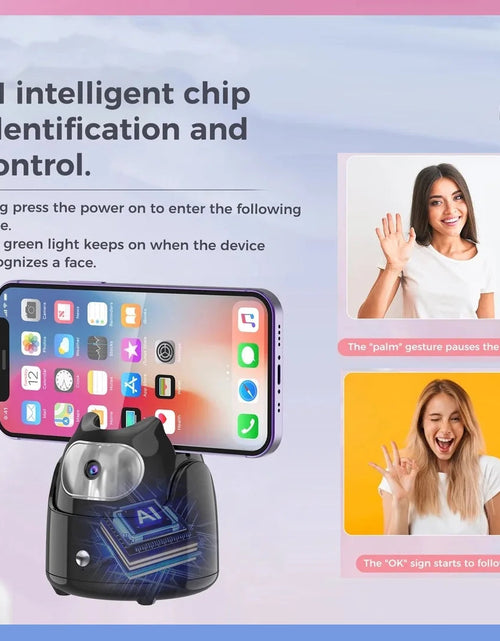 Load image into Gallery viewer, 360° Rotation Automatic Face Tracking Gimbal Mobile Phone Holder APP-Free AI Face Recognition Phone Tripod for Live Vlog Video

