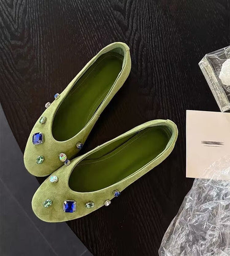 Women's French Rhinestone Gem Slip-On Loafers