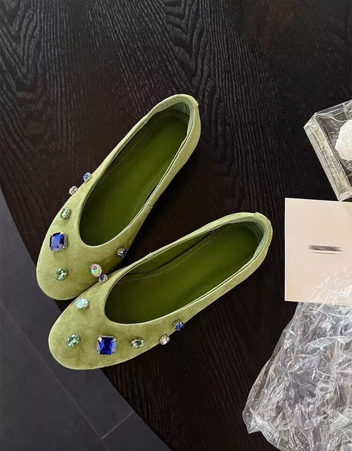 Load image into Gallery viewer, Women's French Rhinestone Gem Slip-On Loafers
