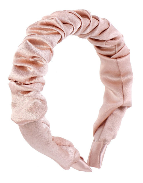 Load image into Gallery viewer, Multi color retro solid satin pleated hair compression headband
