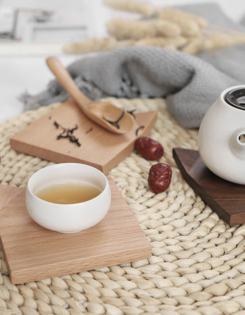 Load image into Gallery viewer, Black Walnut Corner Coaster Solid Wood Heat-Insulating Tea Set Cushion Creative Cup Holder Pot Bearing Accessories
