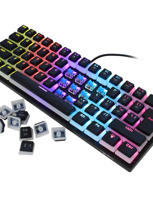 Load image into Gallery viewer, HXSJ new 61 key wired mechanical keyboard, blue axis pudding keycap, color backlit game, office and home use
