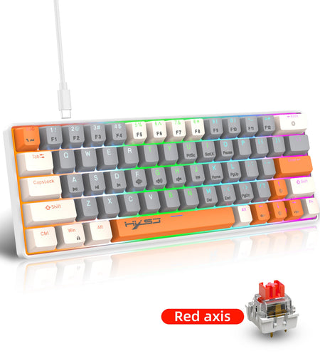 63 key portable 60% mechanical gaming keyboard RGB backlit compact mini gaming keyboard