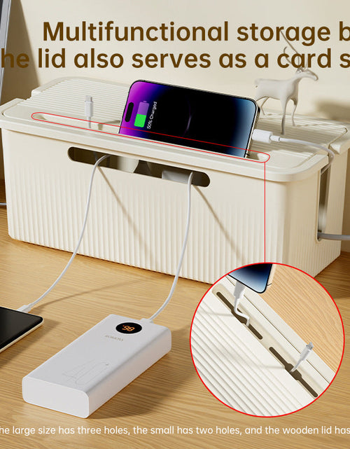 Load image into Gallery viewer, Desktop Plug Socket &amp; Cable Organizer – Black/White Storage Box for Charging/Data Cables
