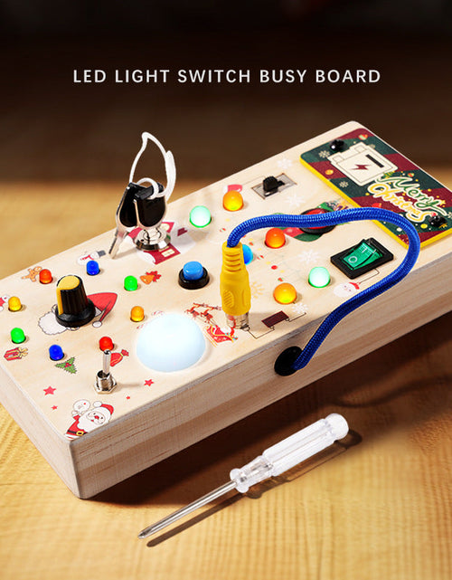 Load image into Gallery viewer, Christmas Gift Children's Early Education Wooden Switch Plug Power LED Light Busy Board Toy
