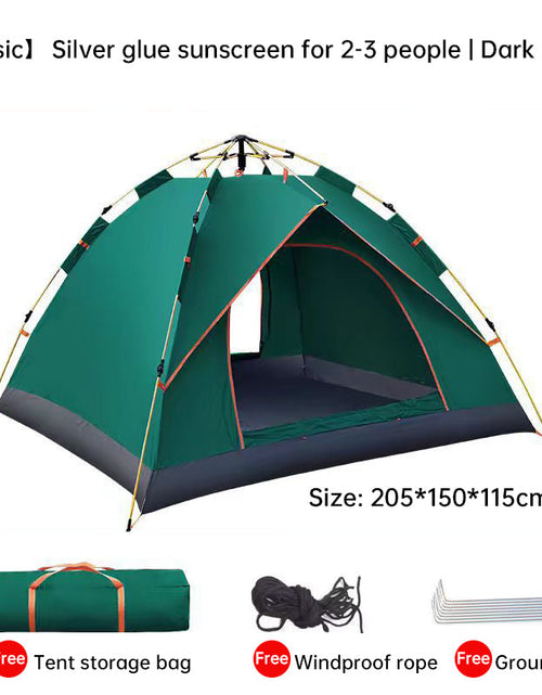 Load image into Gallery viewer, Quick-Deploy Green/White Outdoor Tent, Comfortably Accommodating 3-4 People on Camping Trips
