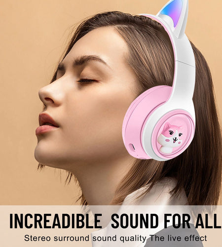 AKZ-07 Luminous Cat's ears (Steamed cat-ear shaped bread) Headworn Bluetooth Headset Subwoofer Video Game Wireless Headset