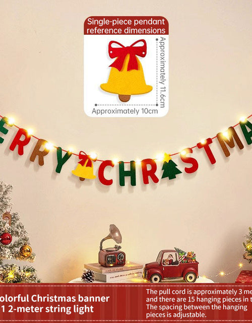 Load image into Gallery viewer, Handmade Pull String Flag Banner, LED String Lights, Christmas Holiday Background Decor
