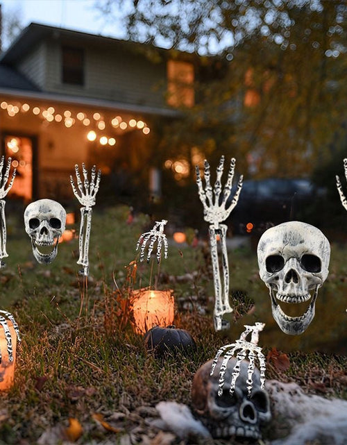 Load image into Gallery viewer, Halloween Skeleton Stakes: Realistic Skull, Head, Hands/Arms – For Party, Home, Garden, Lawn
