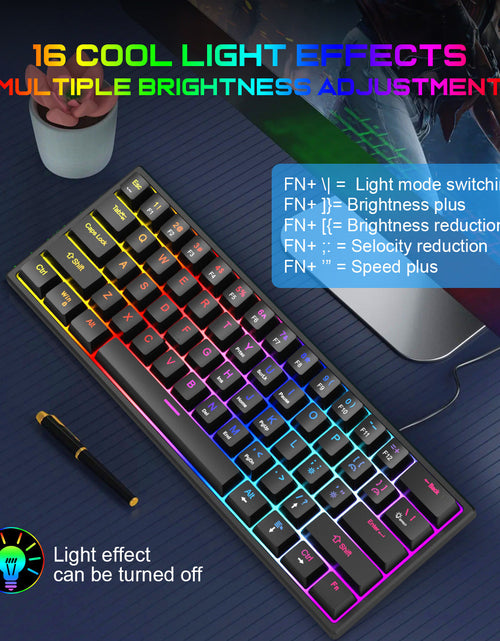 Load image into Gallery viewer, Plug in mechanical keyboard with blue shaft and 61 keys, mini portable wired detachable mechanical keyboard for esports
