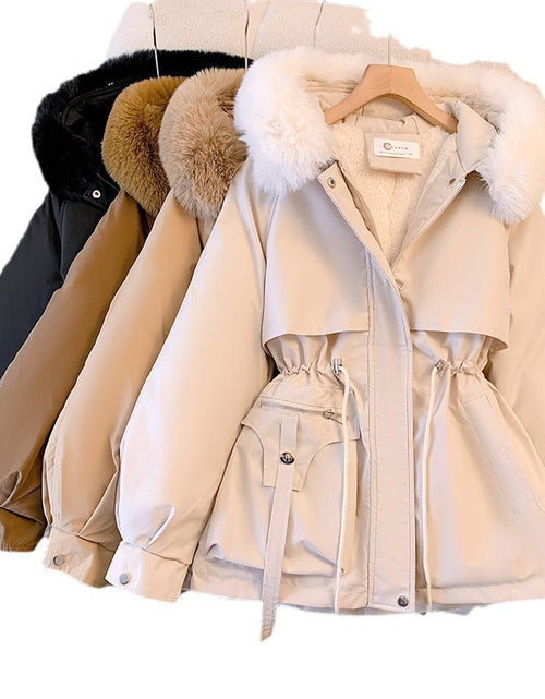 Load image into Gallery viewer, Thin down cotton jacket with fashionable and thick fur and fur integrated jacket
