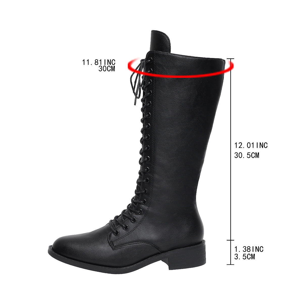 Women’s Round Toe Lace-Up Knee-High Boots – Stylish Casual Long Boots
