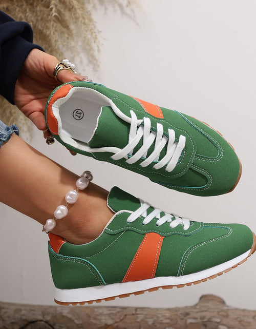 Load image into Gallery viewer, Women’s Round Toe Lace-Up Sneakers – Casual Thick Sole Height-Enhancing Shoes
