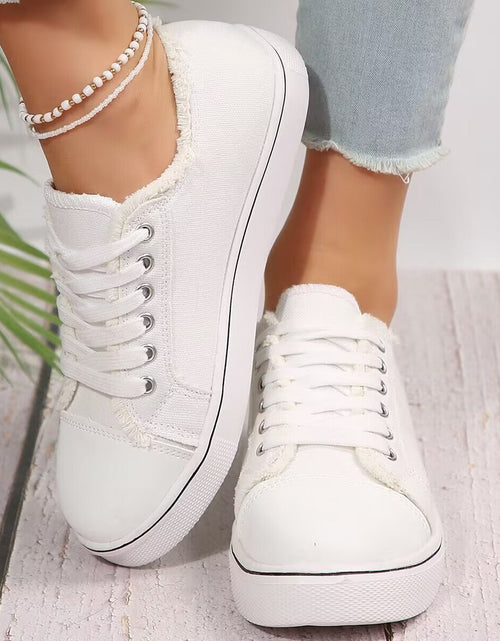 Load image into Gallery viewer, Women's Lace-Up Canvas Sneakers – Lightweight Flat Low-Top
