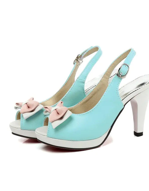 Load image into Gallery viewer, New Princess Peep-Toe Bow High Heels Sandals
